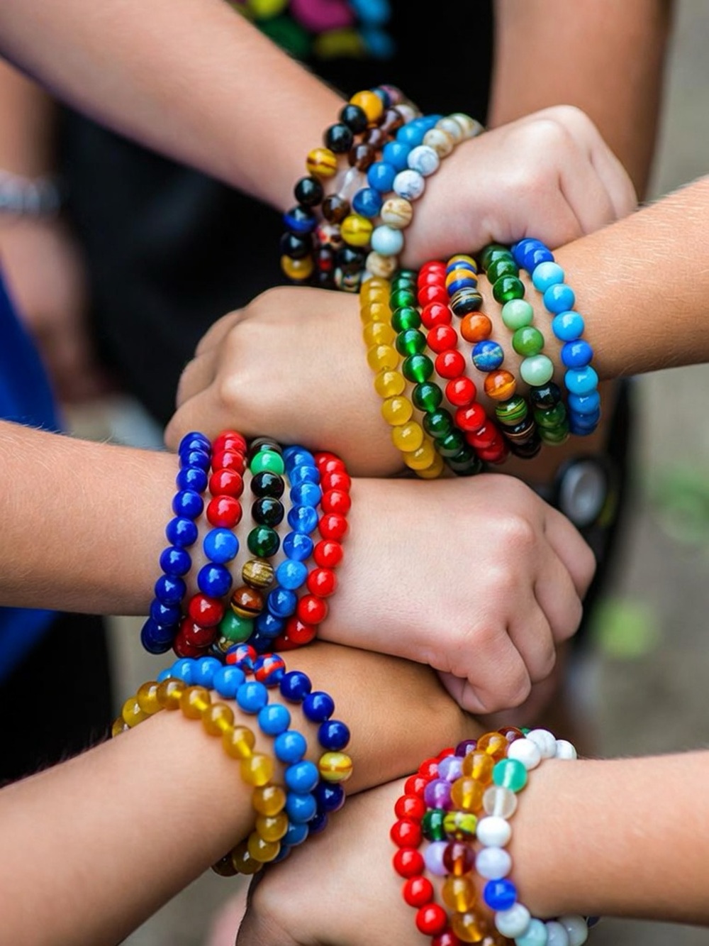 KIDS 1DOZ. RANDOM Colorful  Beaded Stretch Bracelet Set